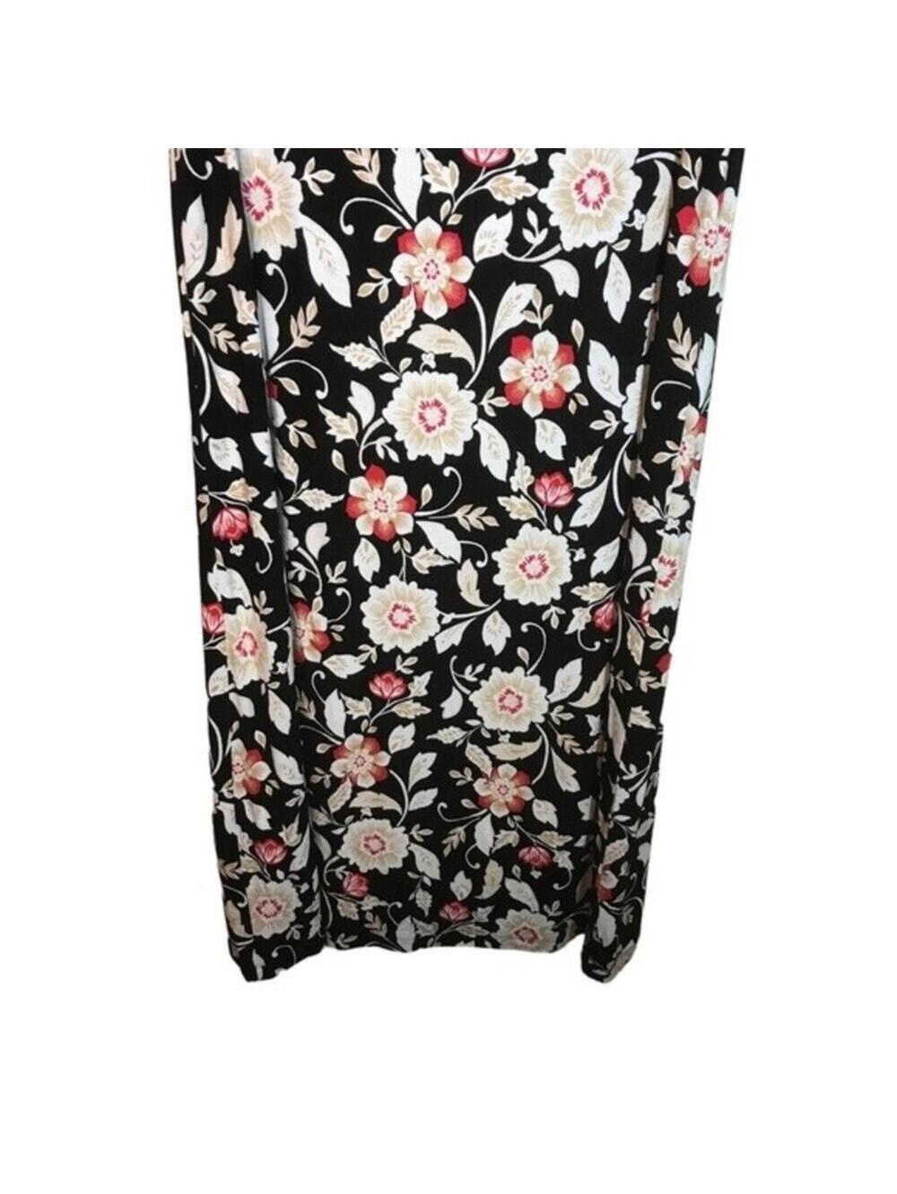 J Jill women’s sleeveless tank dress midi length size small tall black floral - Picture 3 of 9